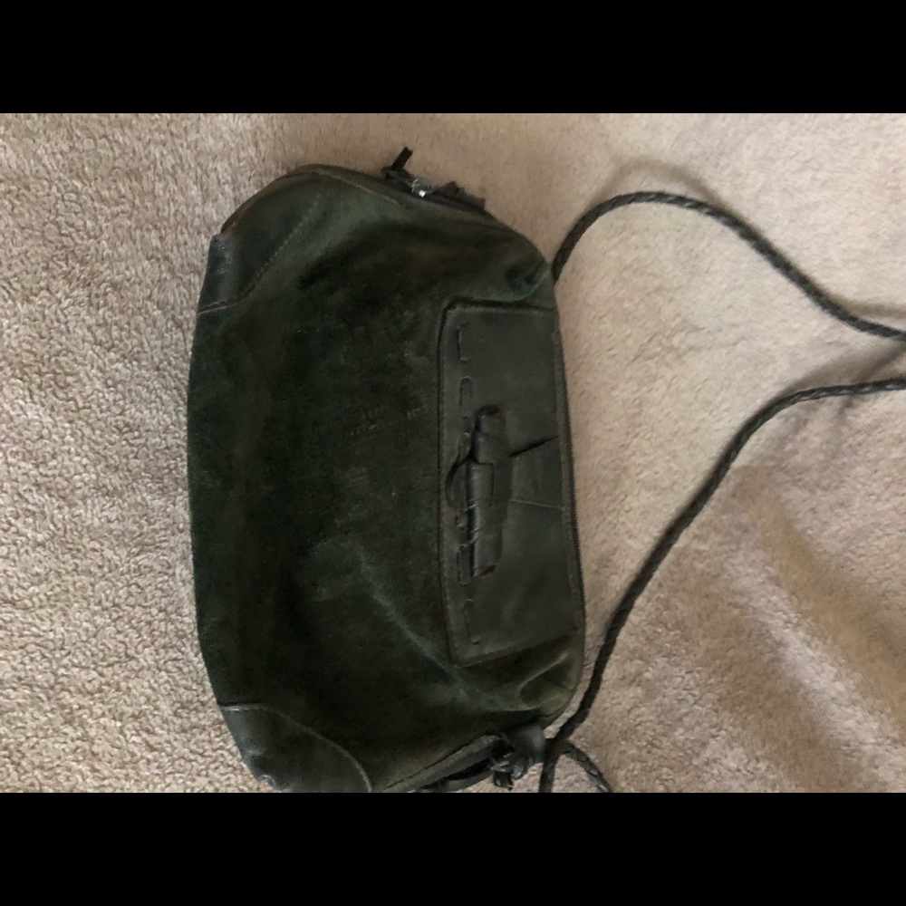 VTG Dk Green sueded leather Cee Klein crossbody